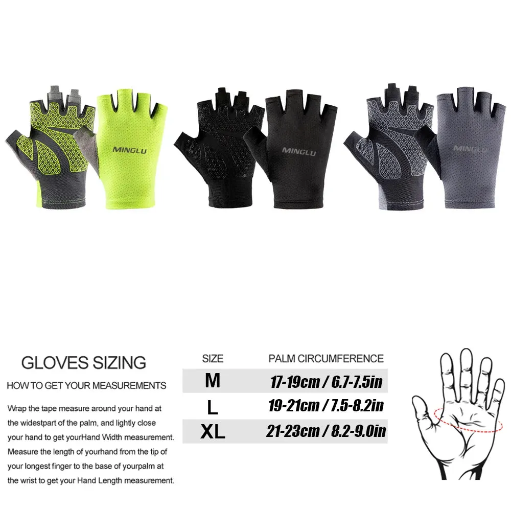 1Pair Cycling Gloves Road Bike Light Weight Padded Half Finger Gloves Biking Bicycle Breathable Anti-Slip Shock-Absorbing Gloves