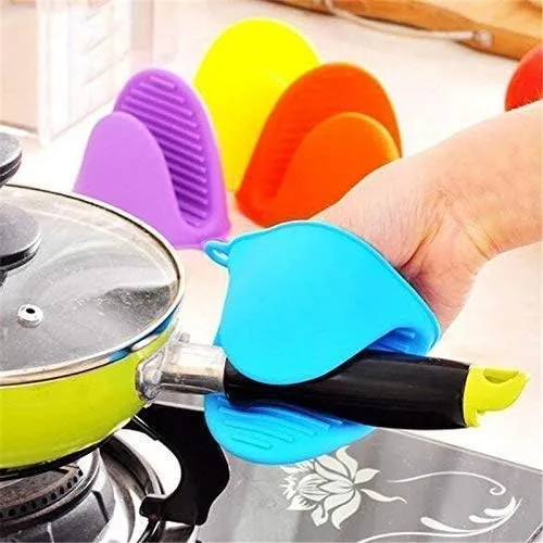 1pc Silicone Heat Resistant Pot Holder Oven Mitt Mini Anti Skid Insulation Cooking Pinch Grip Bowl Clips Kitchen Gloves Tools