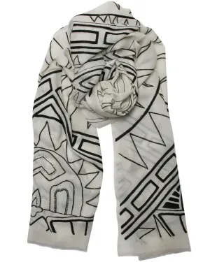 Abstract Desires Cashmere Wrap in Ivory