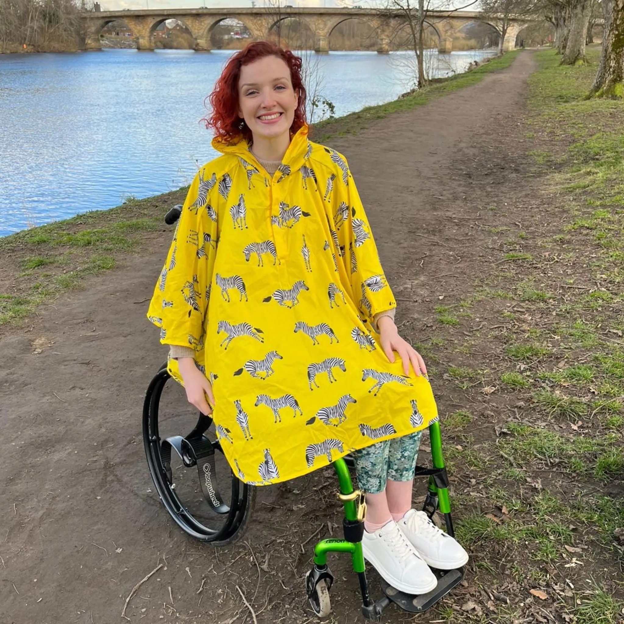 Adult Wheelchair Poncho - YELLOW ZEBRA