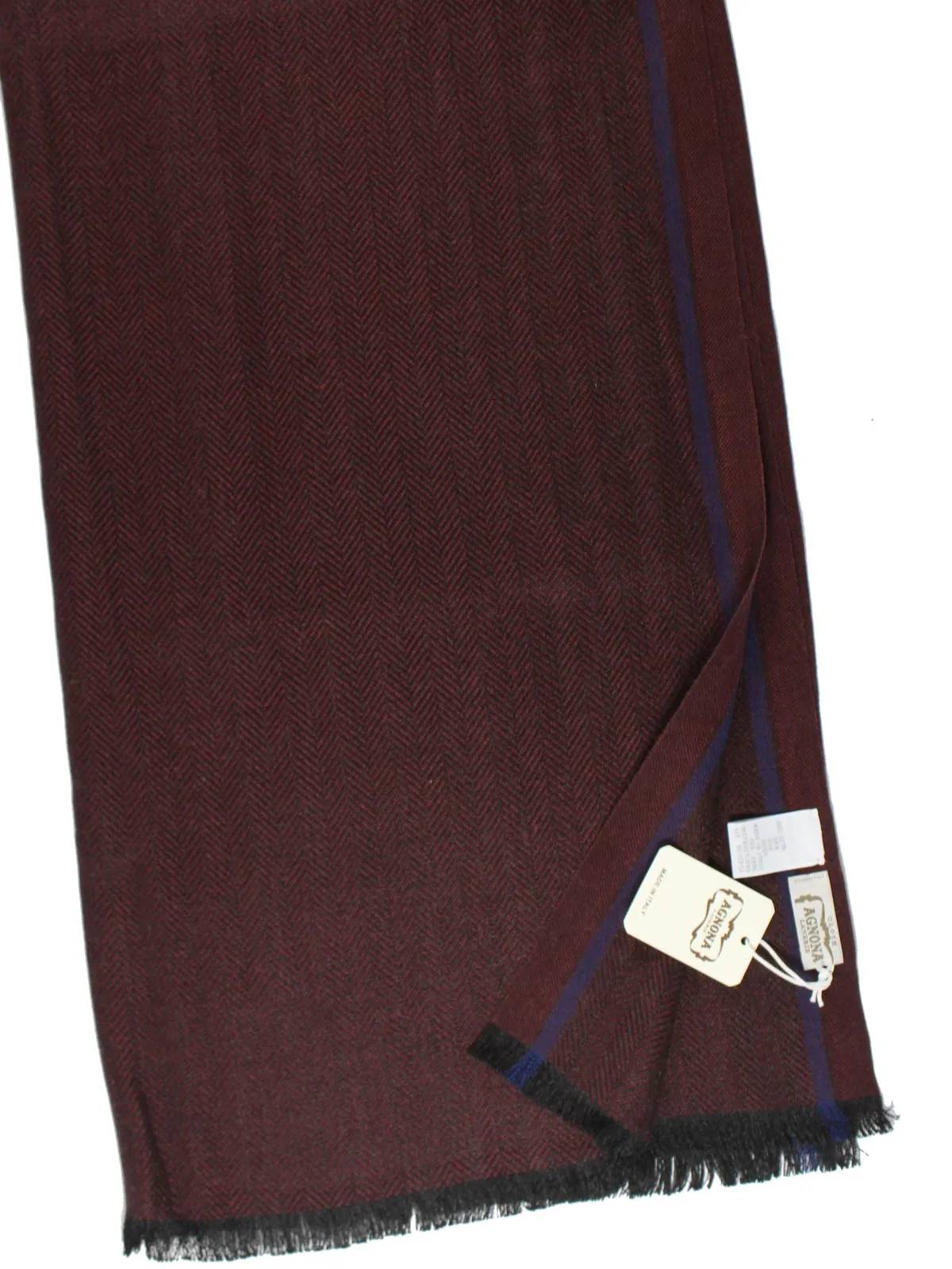 Agnona Scarf Bordeaux Herringbone - Luxury Silk Shawl FINAL SALE