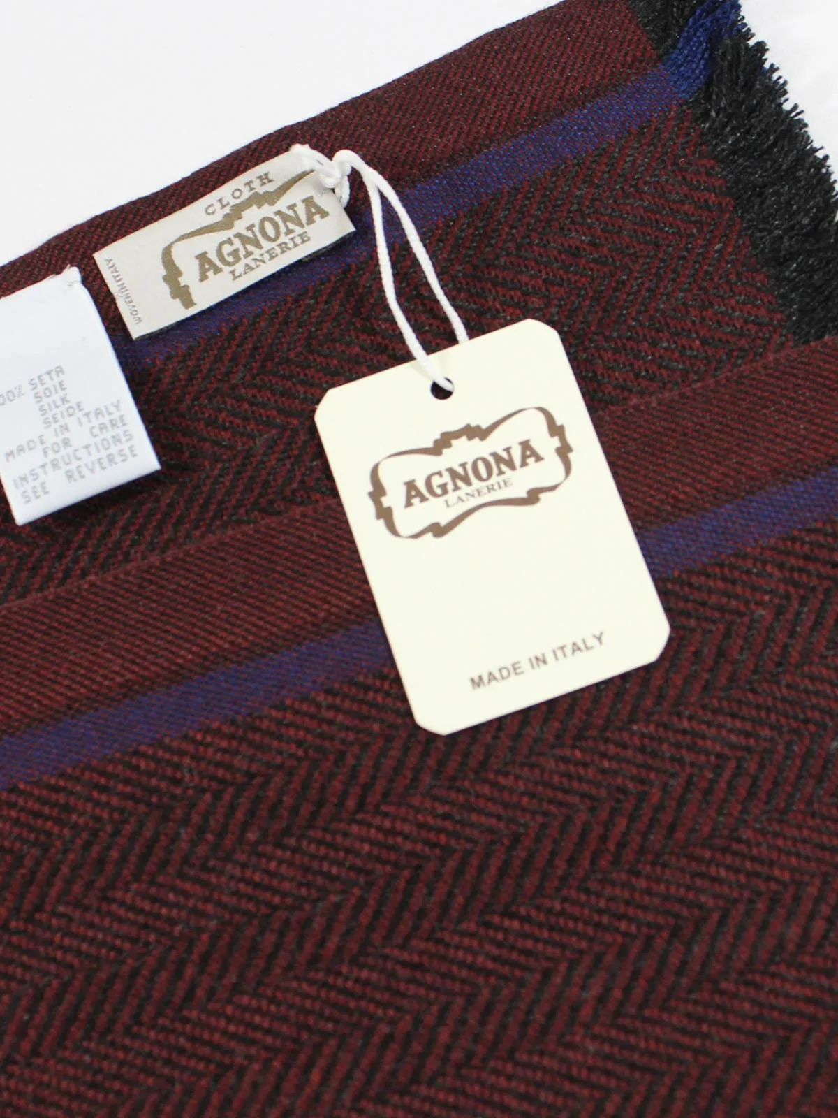 Agnona Scarf Bordeaux Herringbone - Luxury Silk Shawl FINAL SALE