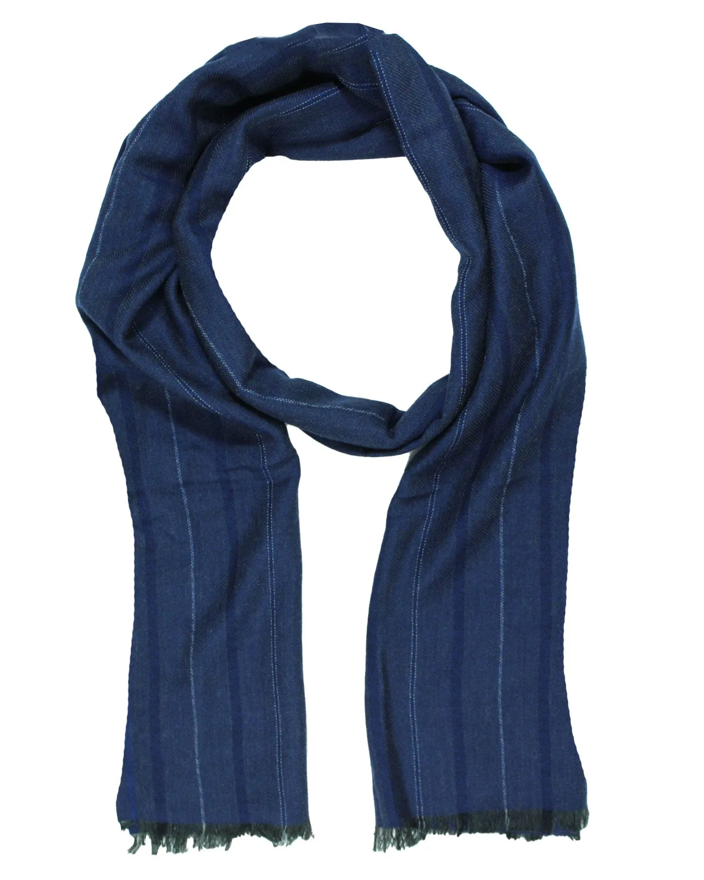 Agnona Scarf Dark Blue Stripe - Wool Cashmere Shawl