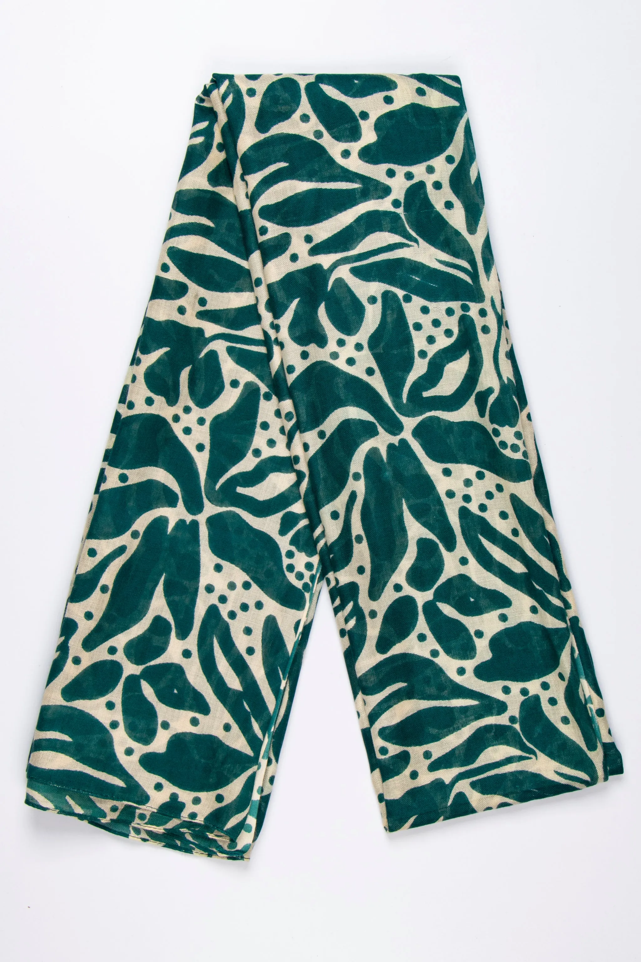 Allie Lightweight Scarf - Green/Cream, Floral