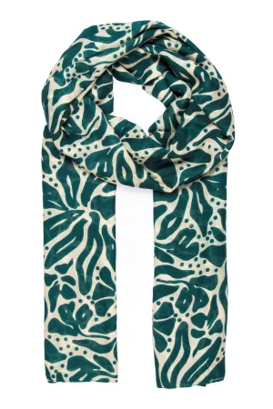 Allie Lightweight Scarf - Green/Cream, Floral