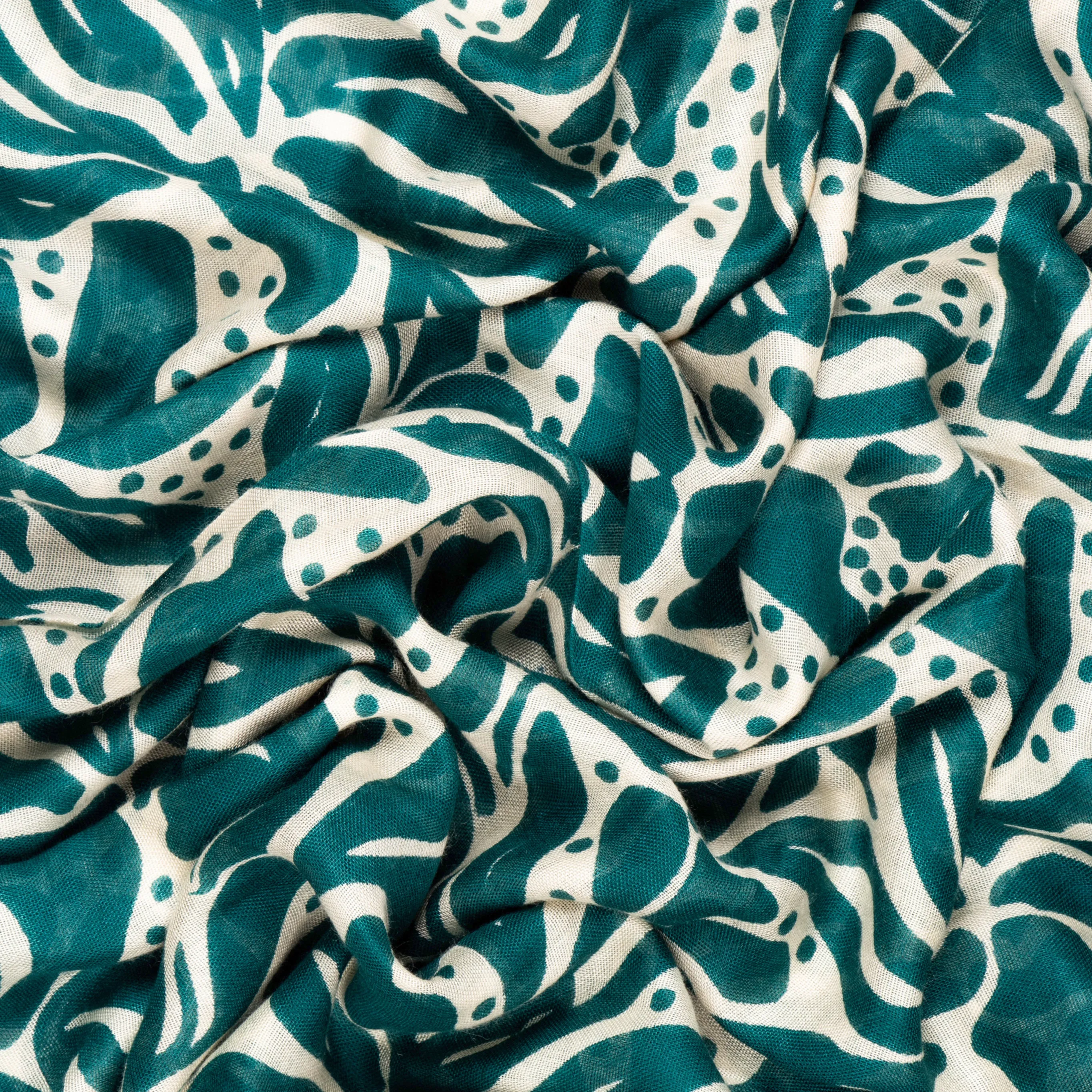 Allie Lightweight Scarf - Green/Cream, Floral