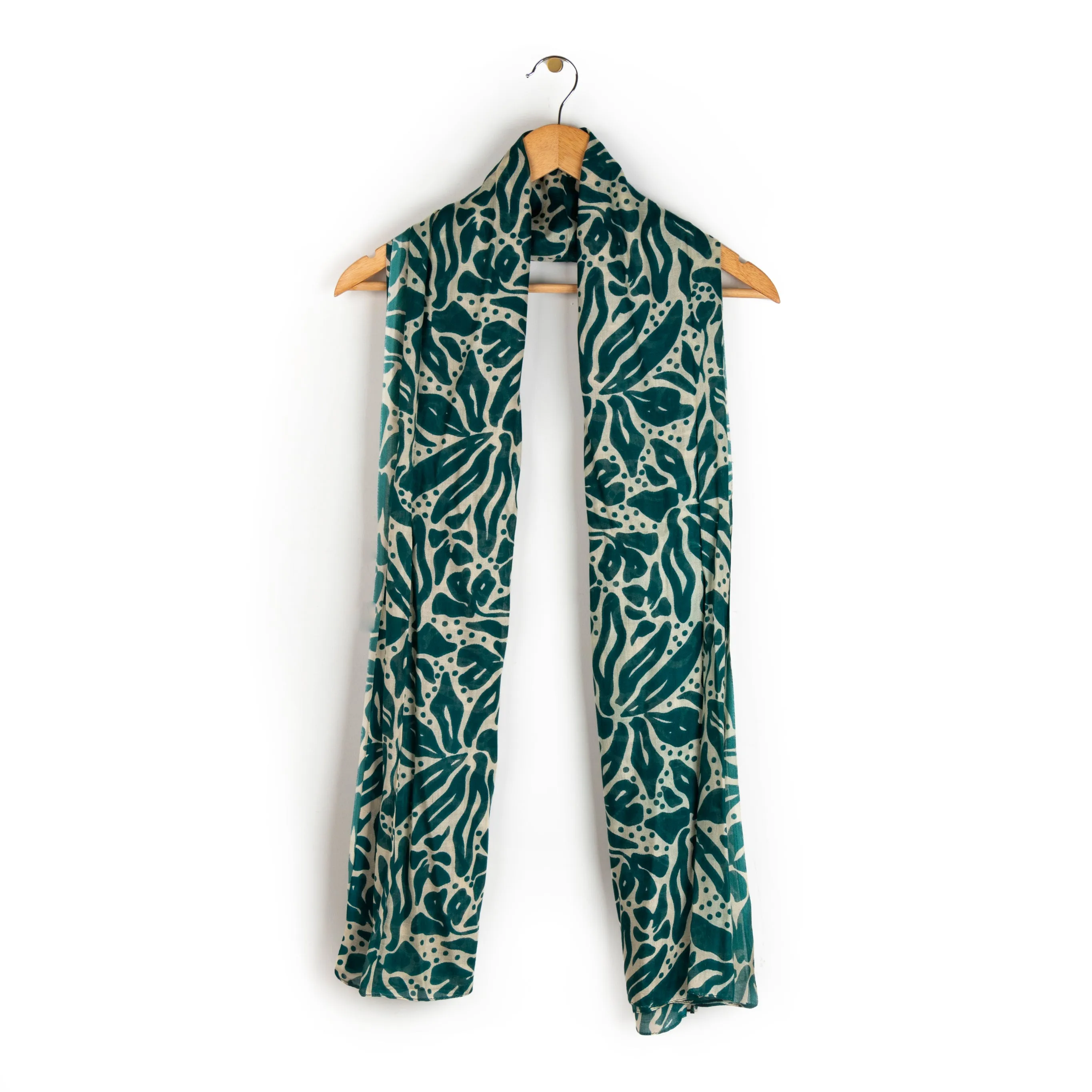 Allie Lightweight Scarf - Green/Cream, Floral