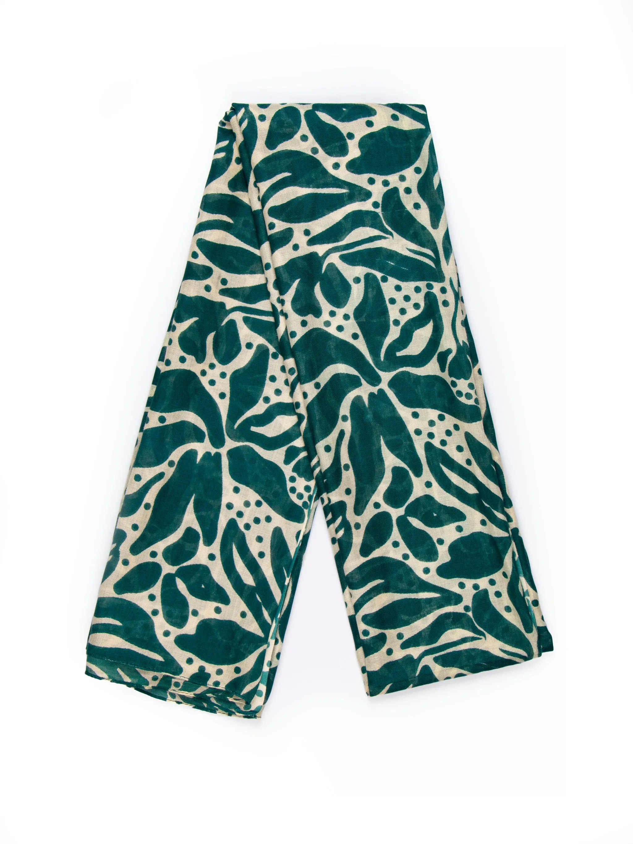 Allie Lightweight Scarf - Green/Cream, Floral