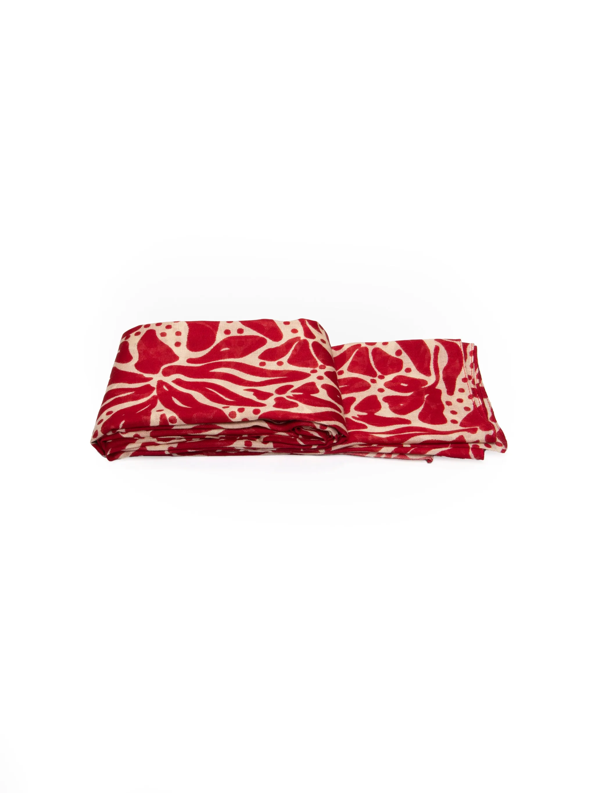 Allie Lightweight Scarf - Red/Cream, Floral