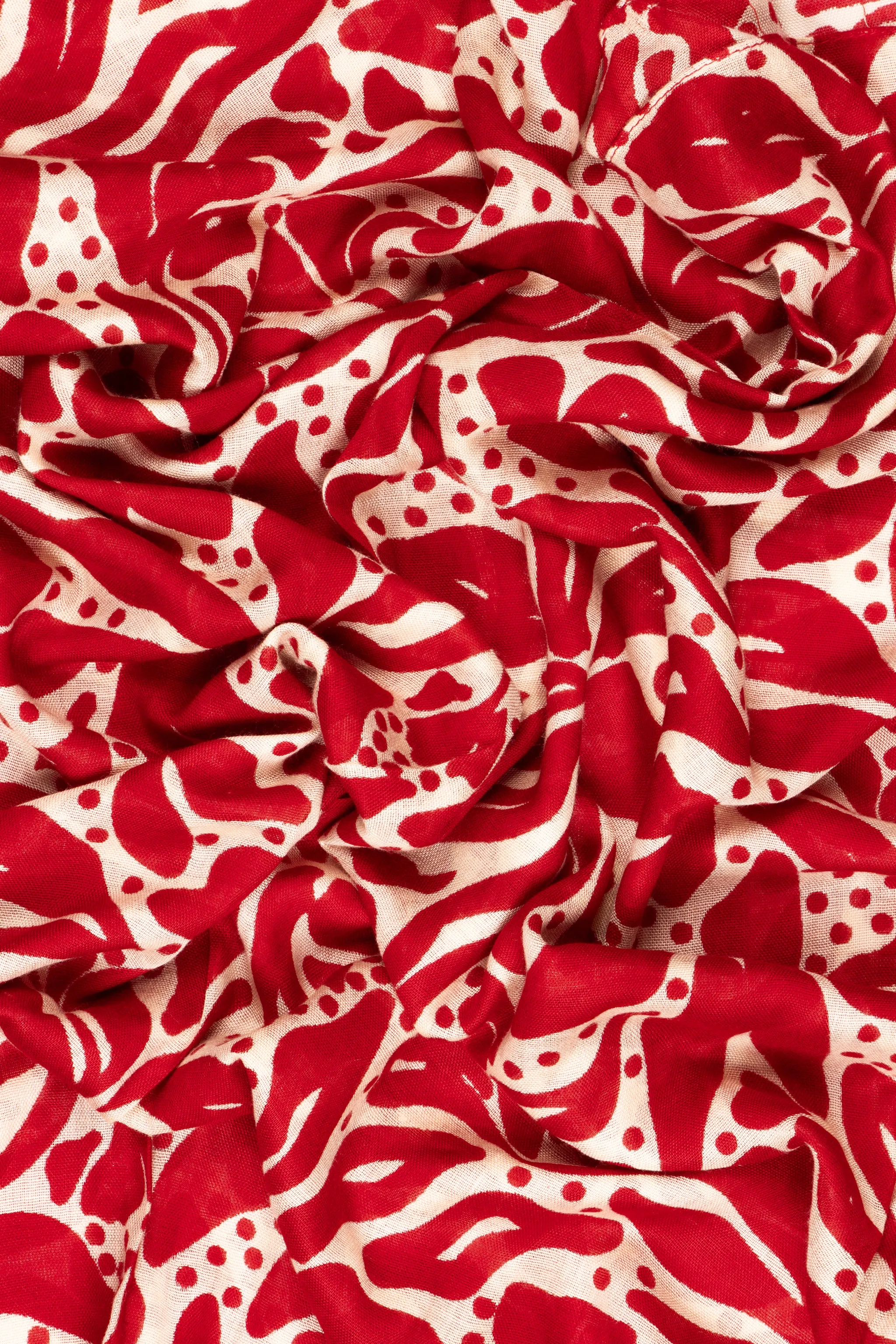 Allie Lightweight Scarf - Red/Cream, Floral