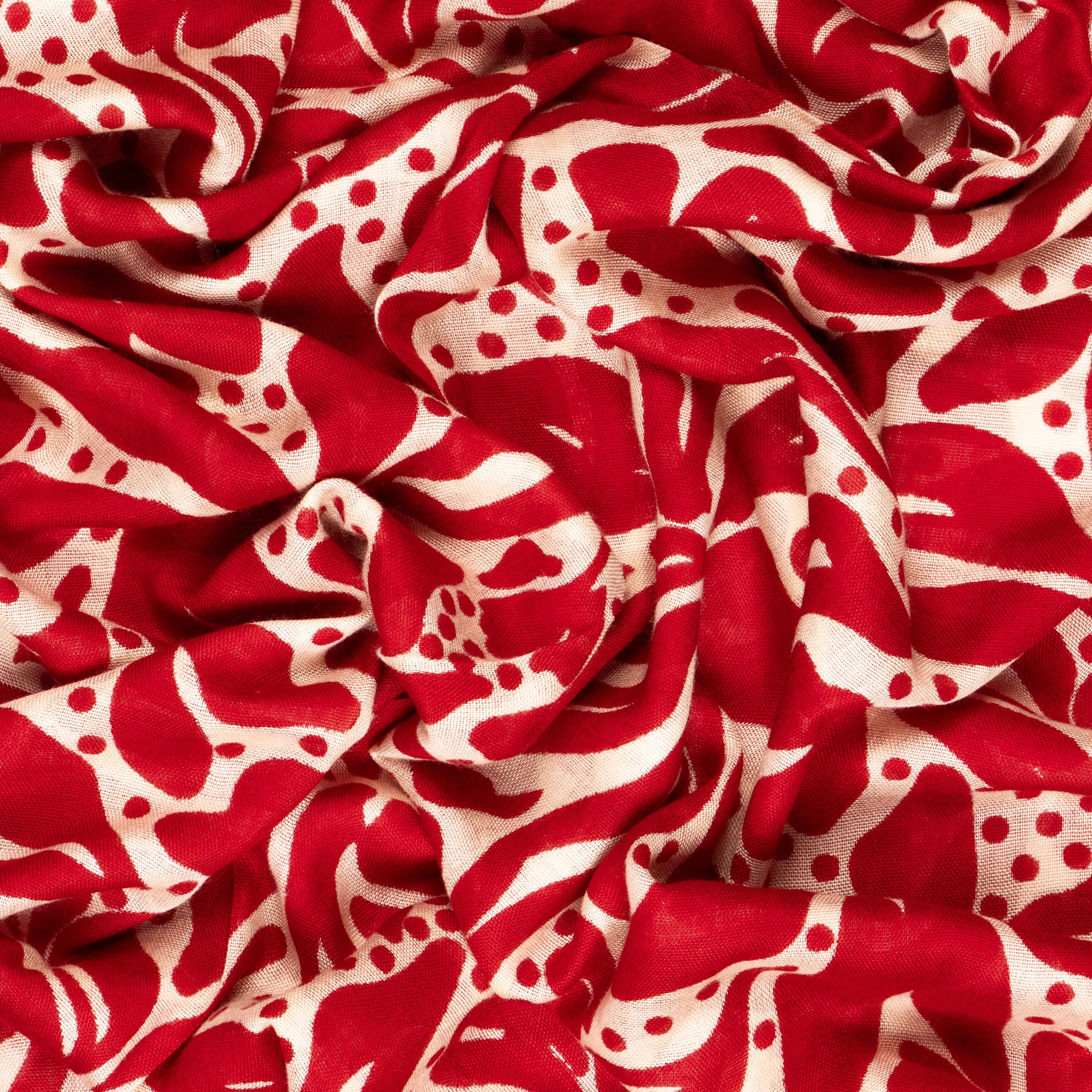 Allie Lightweight Scarf - Red/Cream, Floral