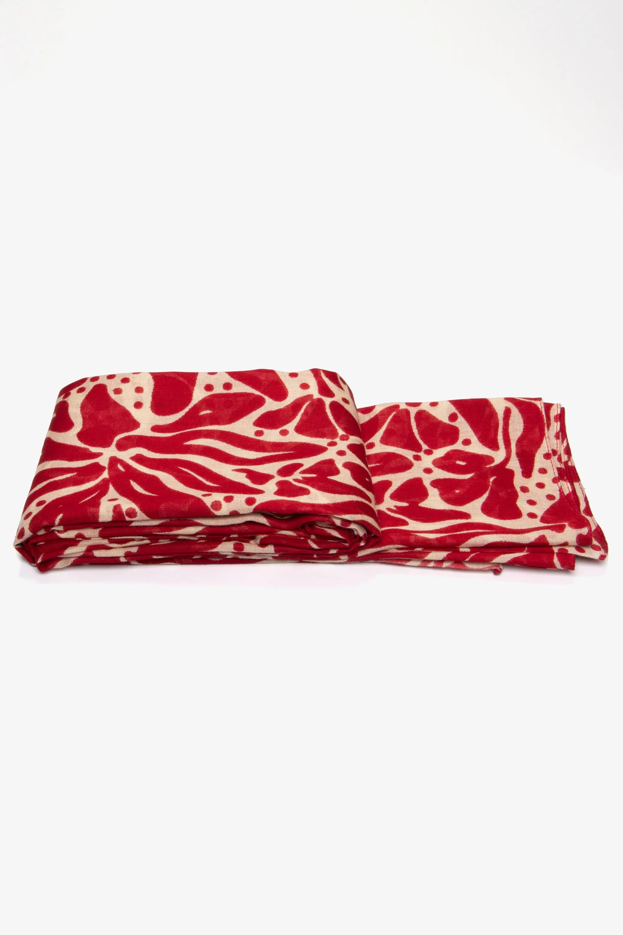 Allie Lightweight Scarf - Red/Cream, Floral