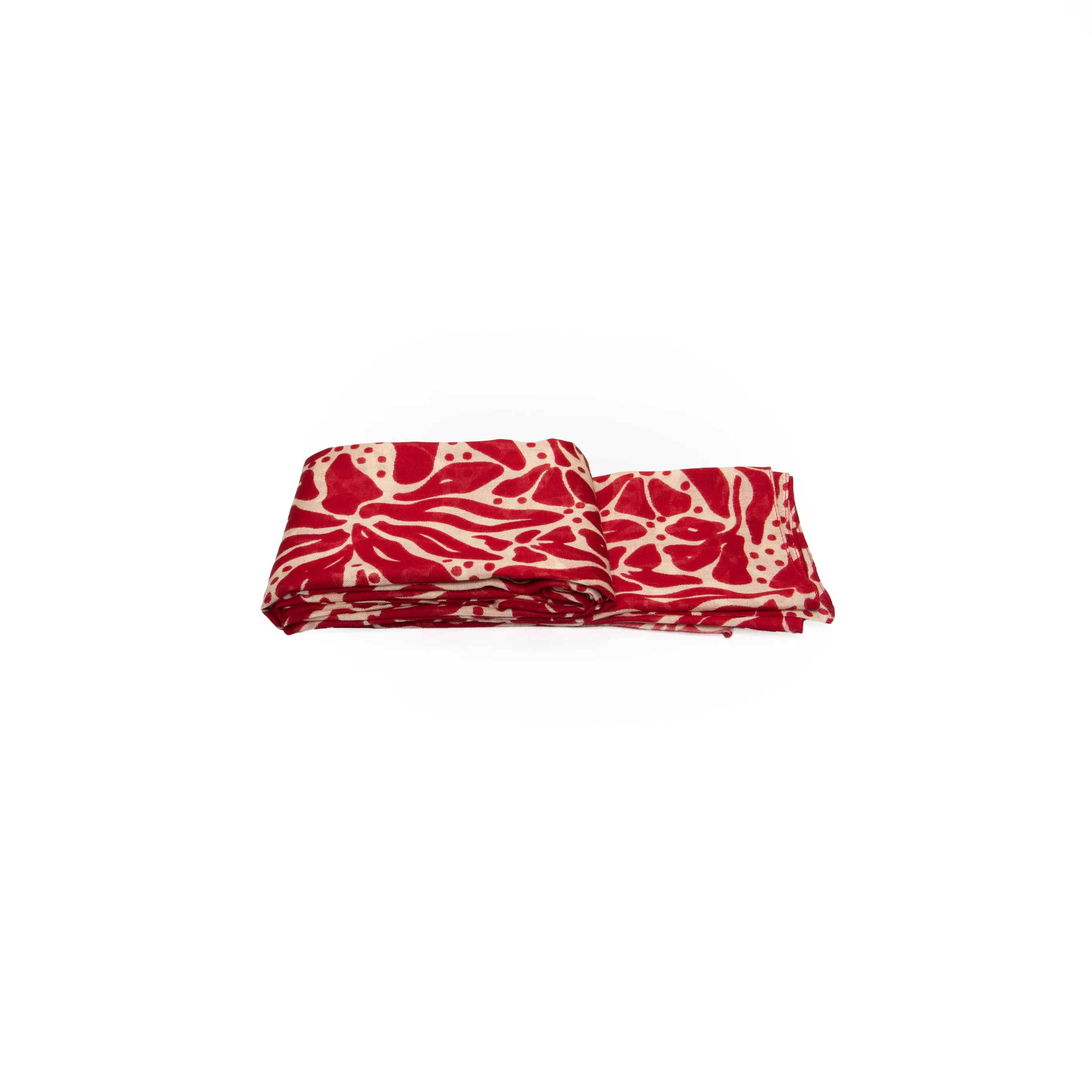 Allie Lightweight Scarf - Red/Cream, Floral