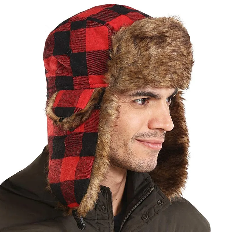 Ashore Shop Lumber Style Warm Winter Hat with Fur Style lining