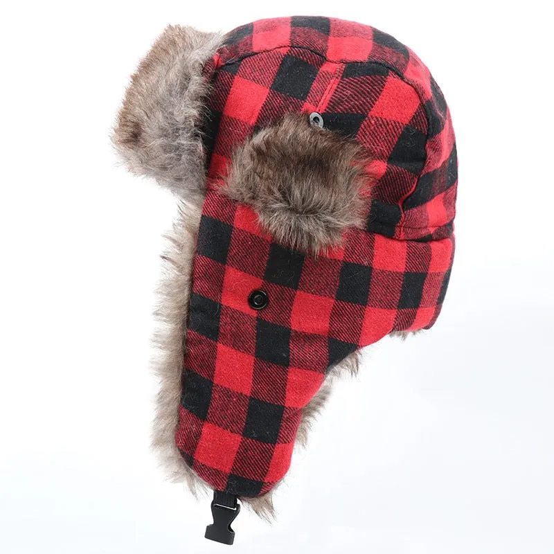 Ashore Shop Lumber Style Warm Winter Hat with Fur Style lining