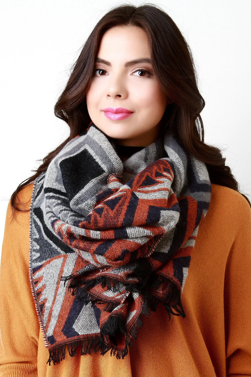 Aztec Soft Knit Lightweight Scarf