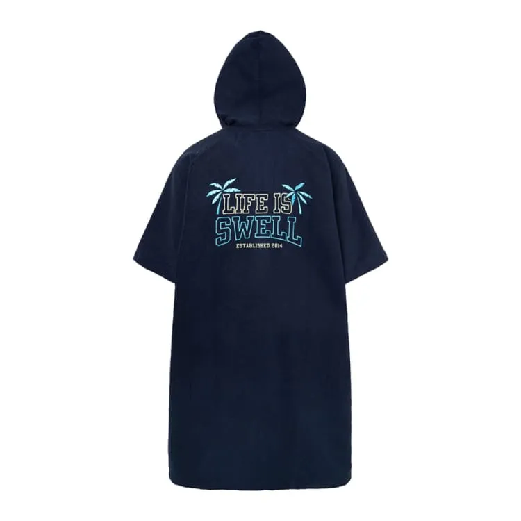 Barrel Unisex Essential Zip-Up Poncho Towel-NAVY