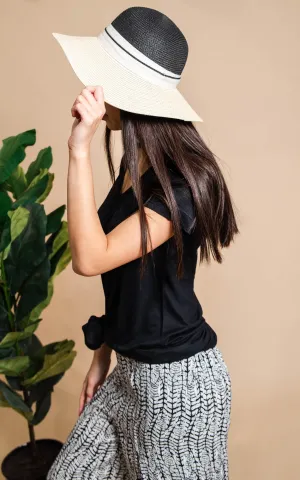 Black & Natural Sun Hat