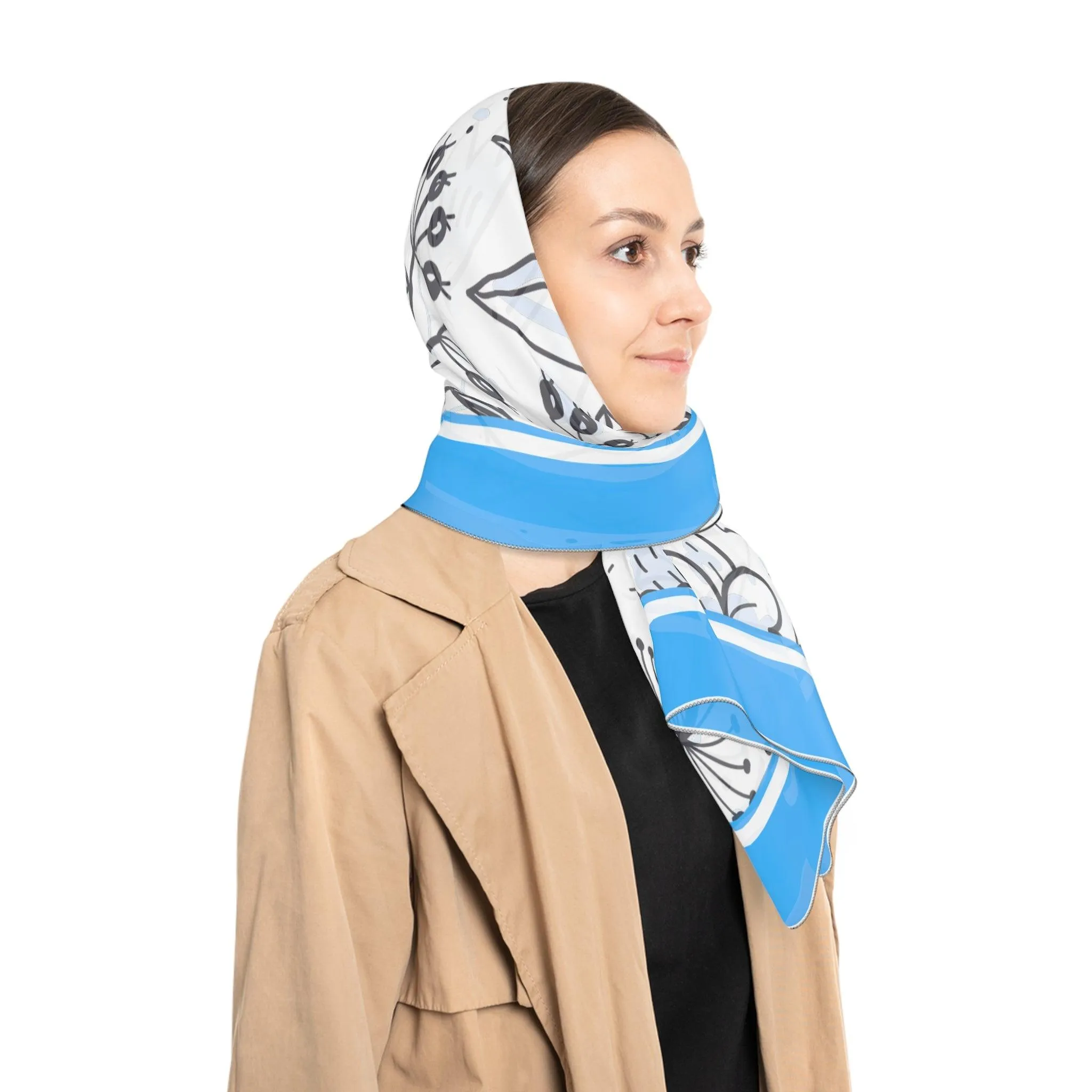 Blue Floral Dream Sheer Wrap - Elegant Lightweight Scarf for Effortless Style