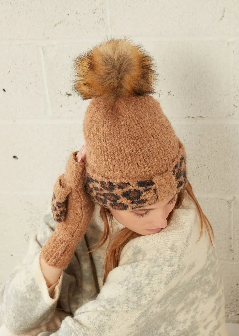 Boucle Leopard Ribbon Beanie - FINAL SALE