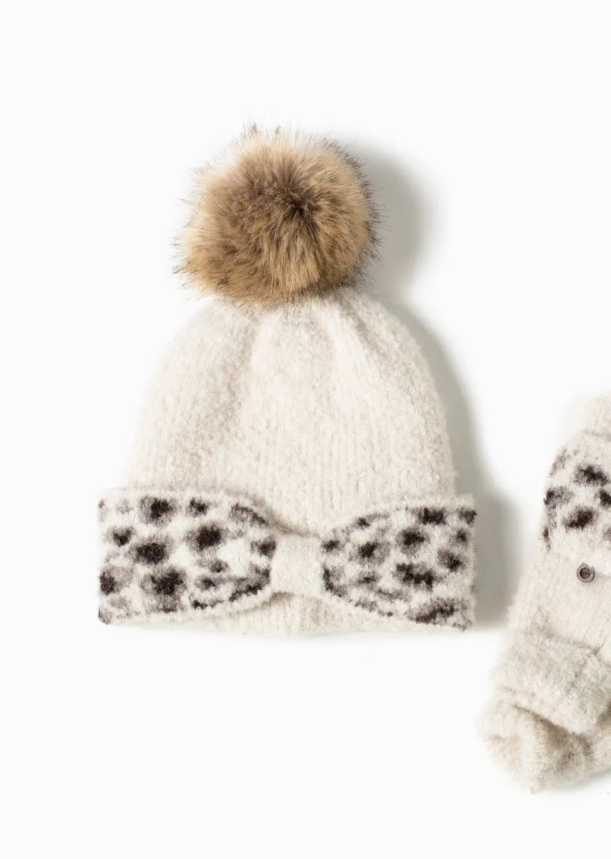 Boucle Leopard Ribbon Beanie - FINAL SALE