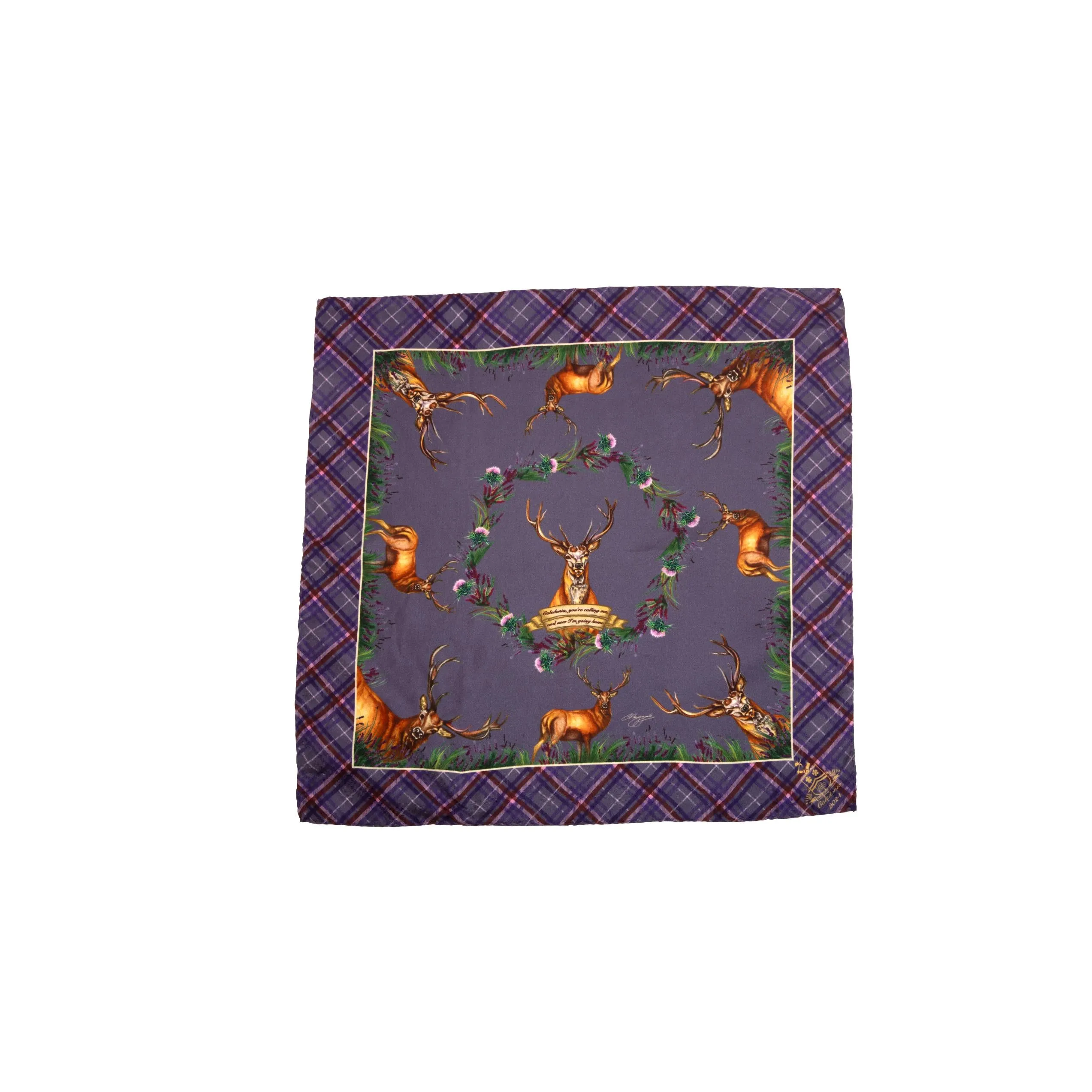 Caledonia Soft Amethyst Purple Medium Square Pure Silk Scarf