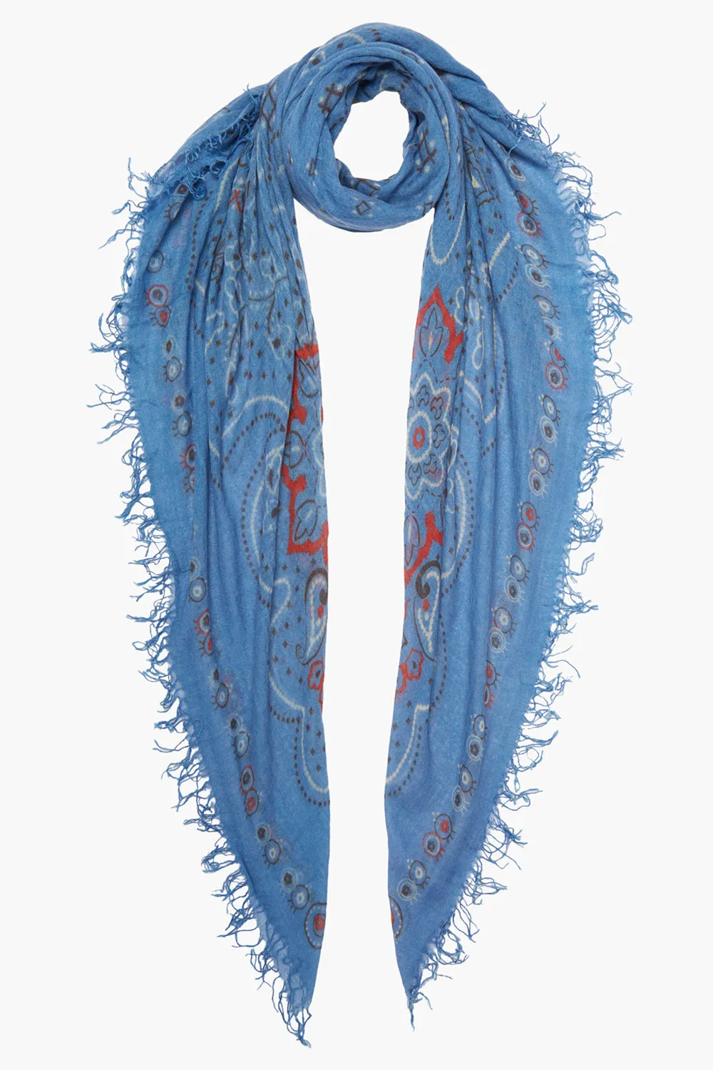 Cashmere and Silk Scarf Blue Mandala