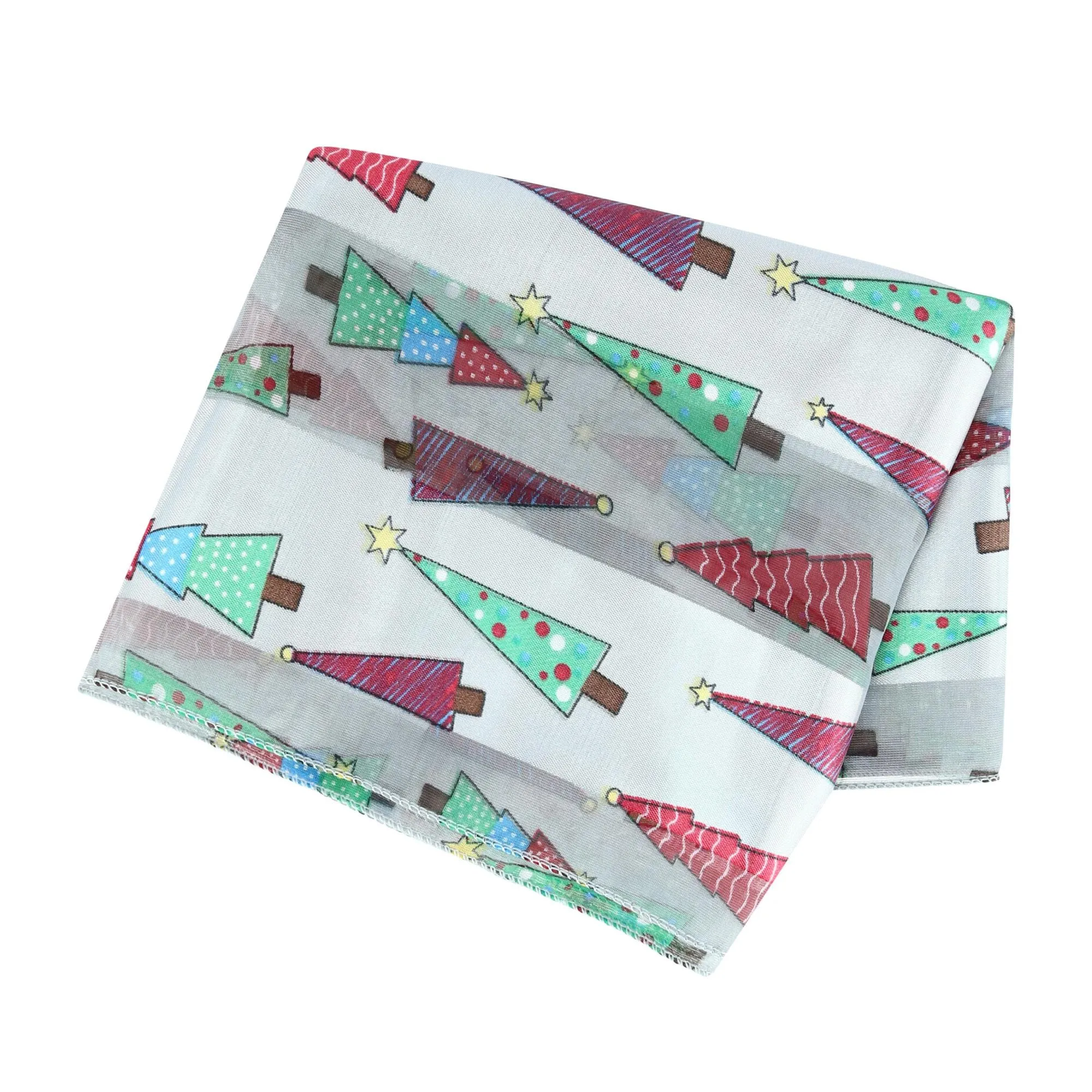 CTM® Women's Christmas Tree Holiday Print Lightweight Scarf