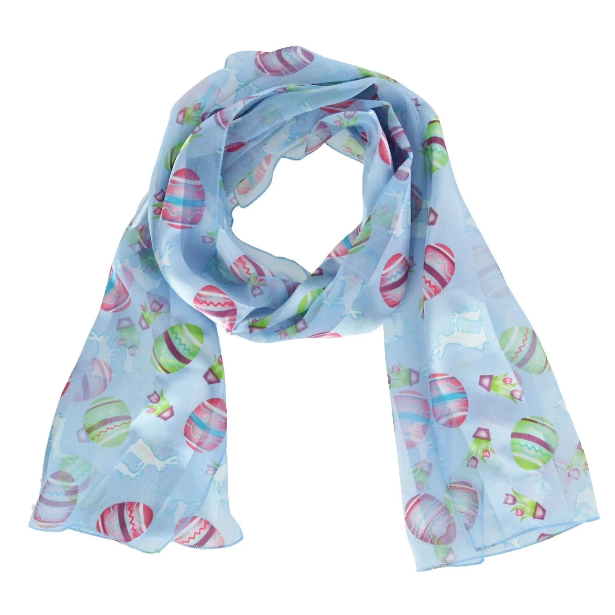 CTM® Women's Easter Bunny and Egg Print Holiday Lightweight Scarf