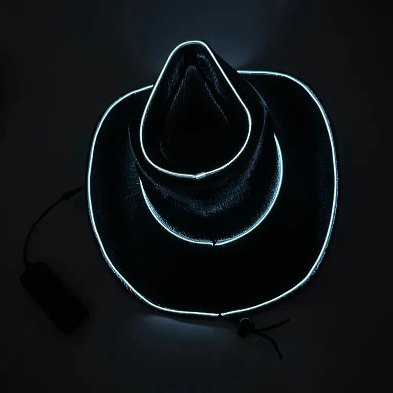 EL WIRE Light Up Iridescent Space Black Cowboy Hat - Pack of 3 Hats