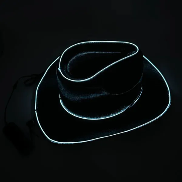 EL WIRE Light Up Iridescent Space Black Cowboy Hat - Pack of 3 Hats