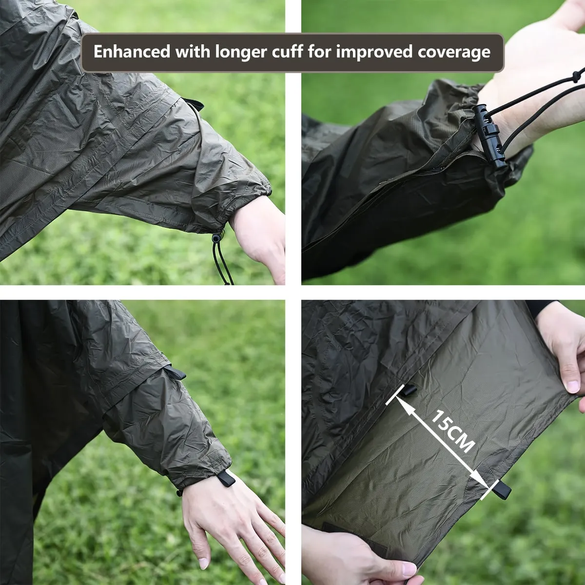 Extended-Length Ultralight Rain Poncho for Hiking and Camping