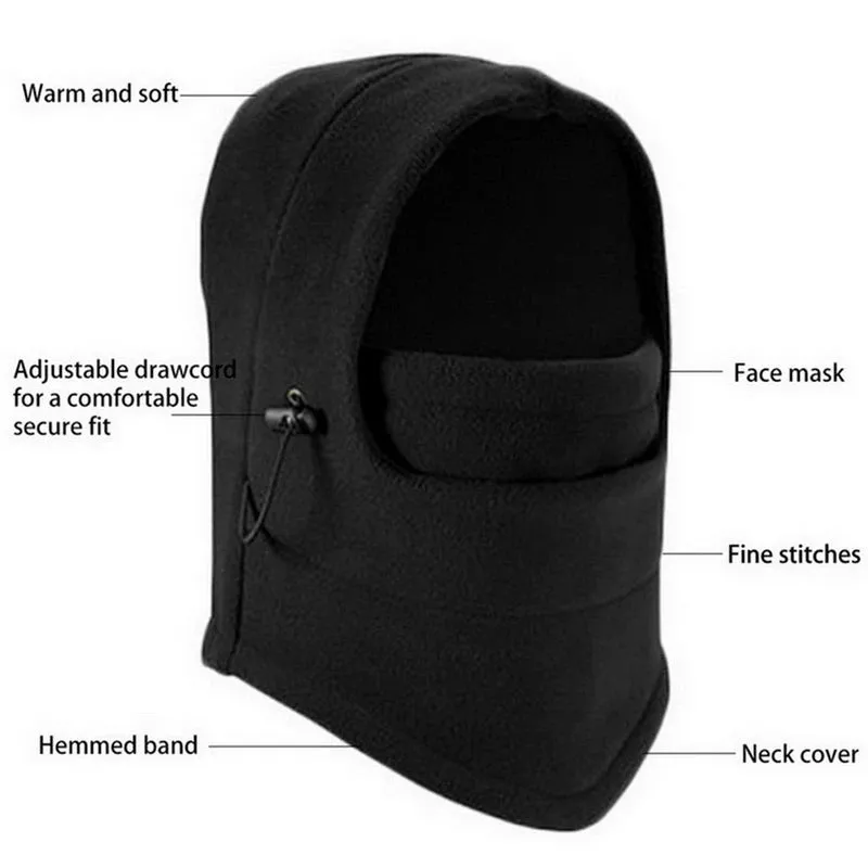 Fashion Winter Thermal Fleece Hat Winter Men Women Hats Hood Bike Windproof Face Balaclava Hat Neck Warmer Hiking Scarves Hats