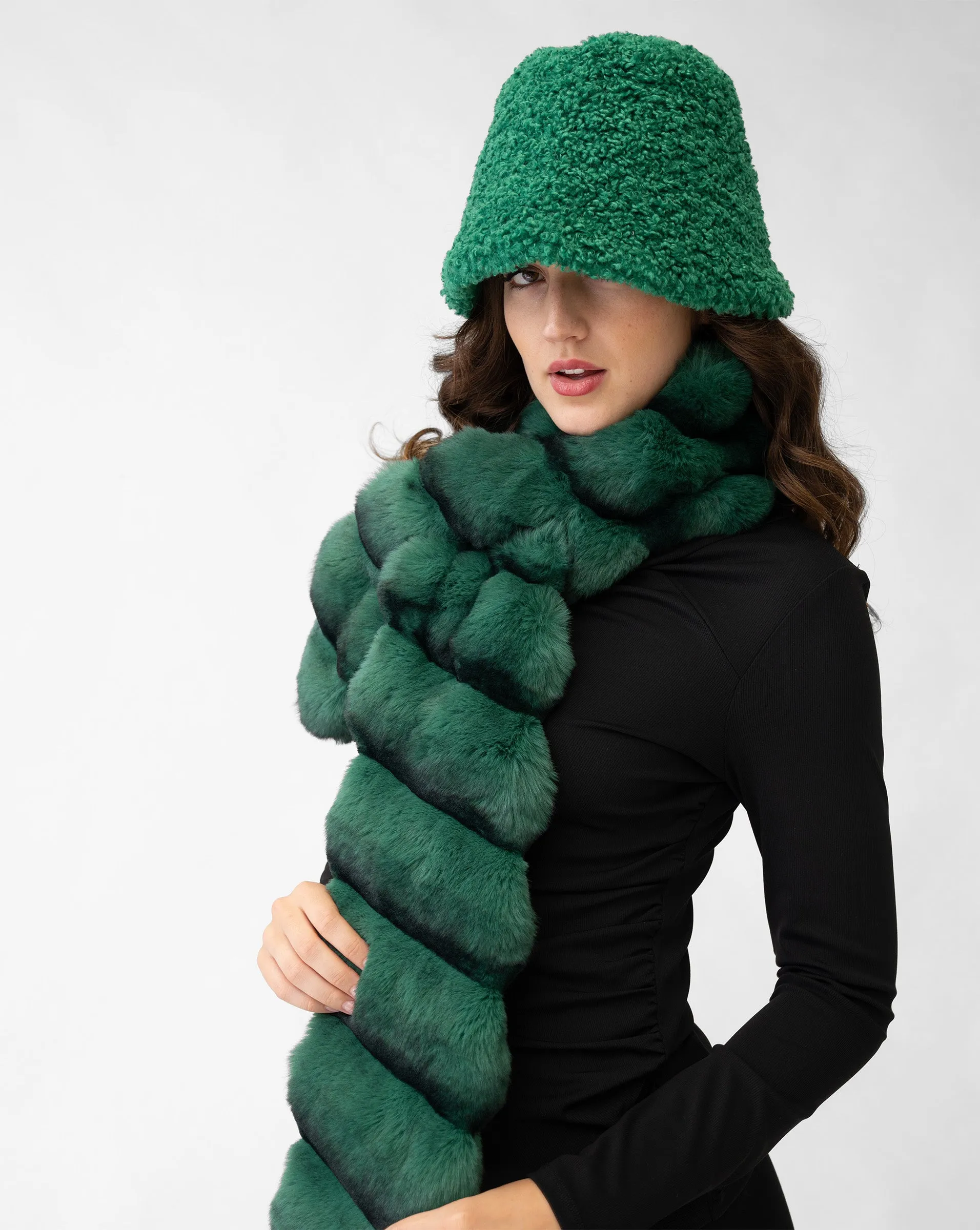 Faux Chinchilla Long Pull Through Scarf