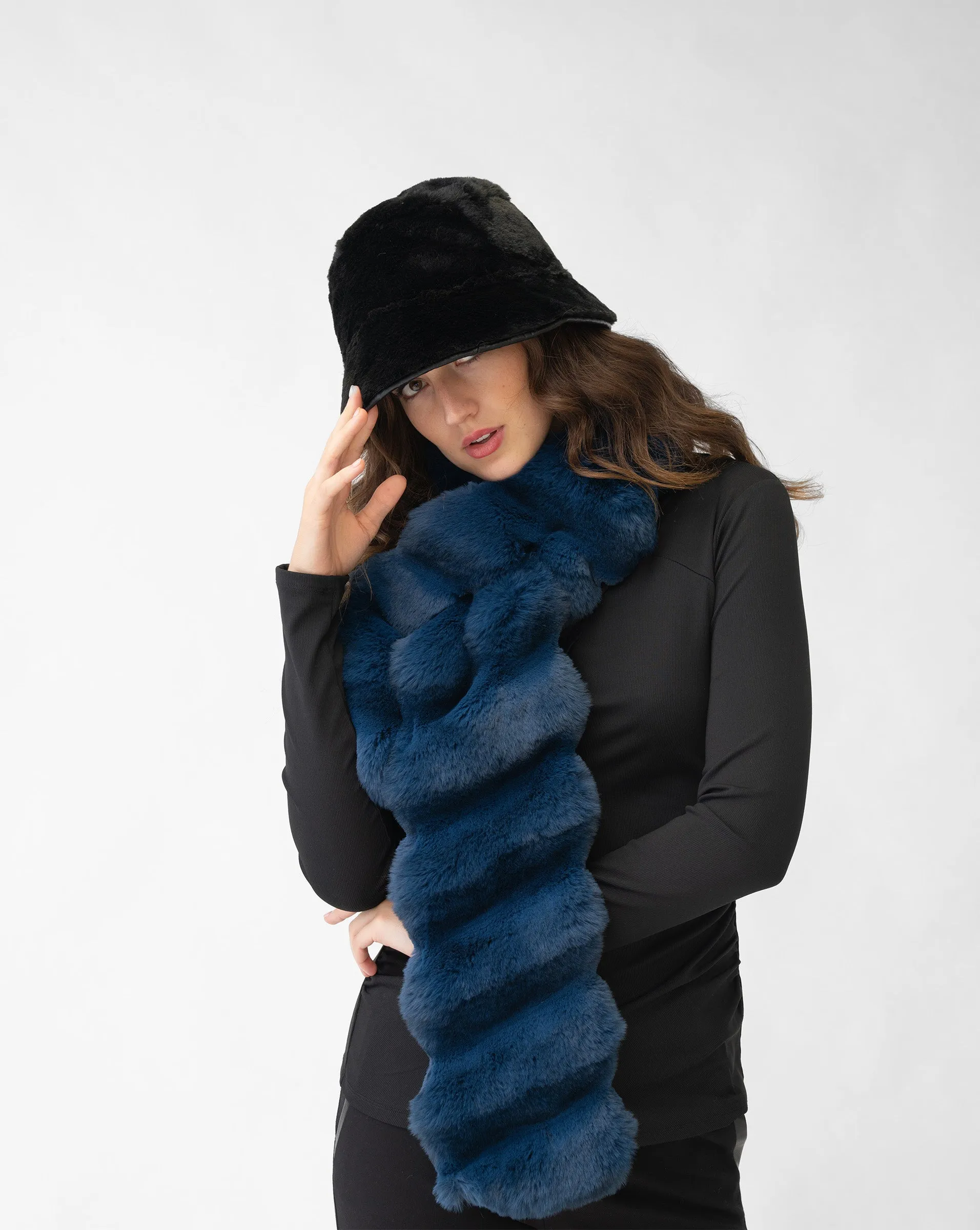 Faux Chinchilla Long Pull Through Scarf