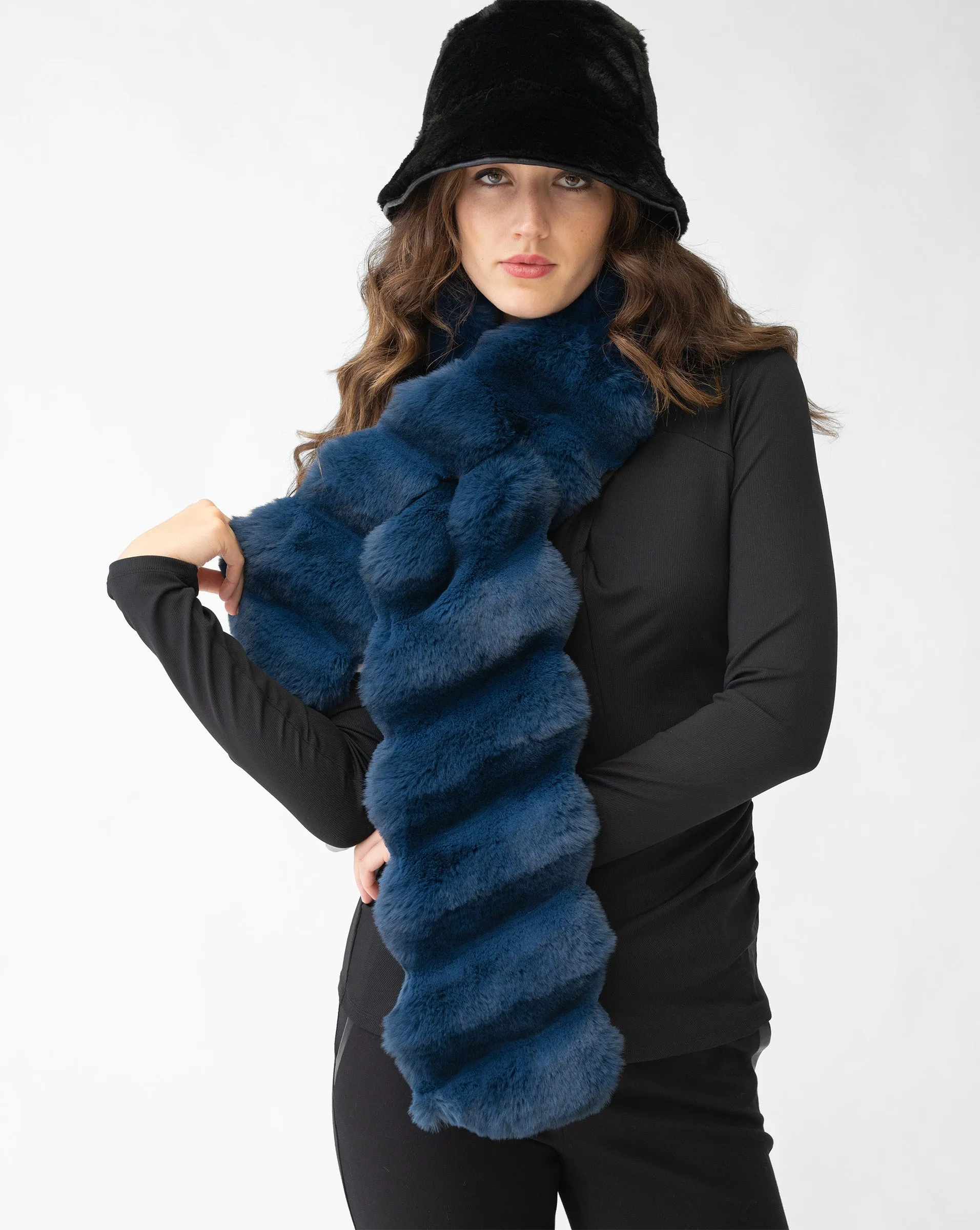 Faux Chinchilla Long Pull Through Scarf