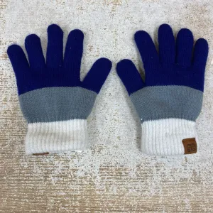 Fleece lined Gloves : Navy White Grey -children-5/6Y