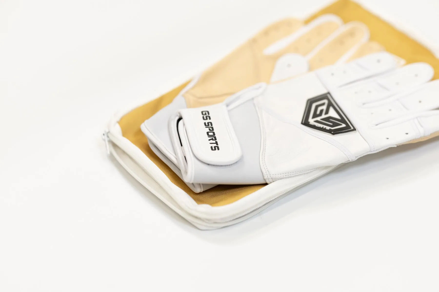 GS Sports Apex Premium Leather Batting Glove - White / Blonde