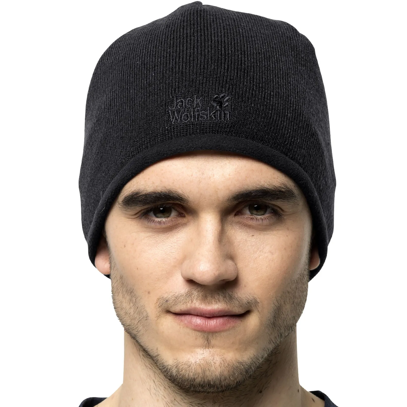 Jack Wolfskin Unisex Stormlock Logo Fleece Lined Beanie Hat