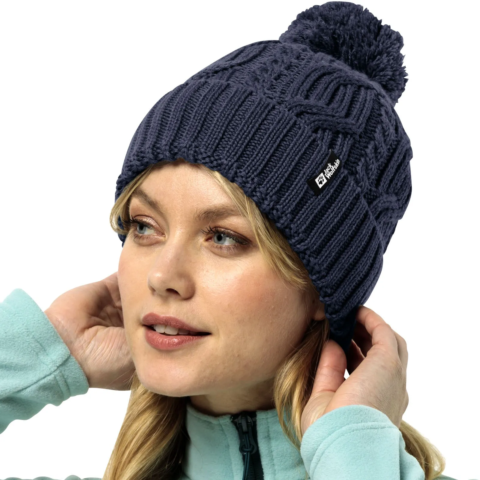 Jack Wolfskin Womens Pompom Fleece Lined Windproof Bobble Hat