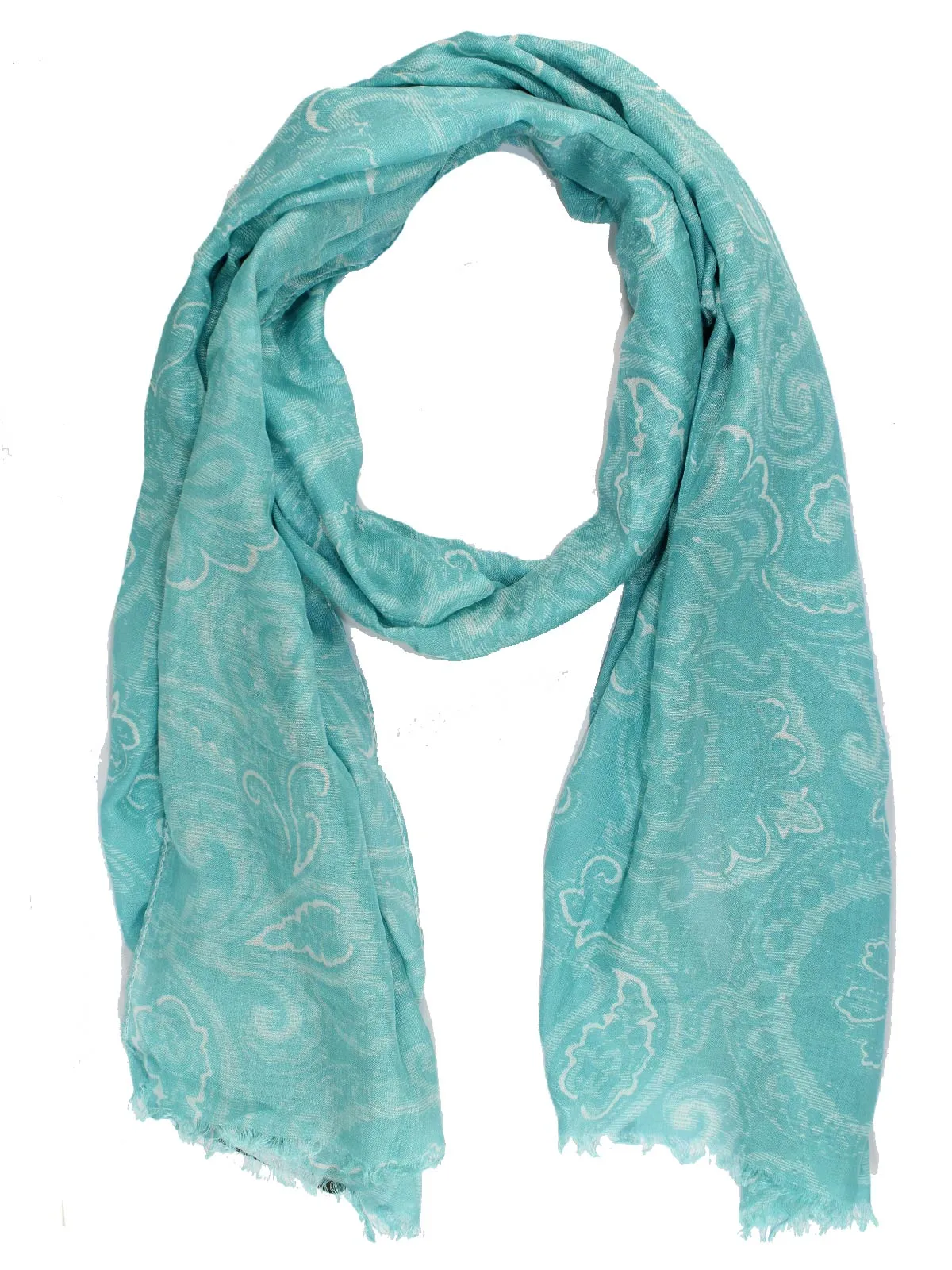 Kiton Silk Scarf Aqua Ornamental Paisley SALE