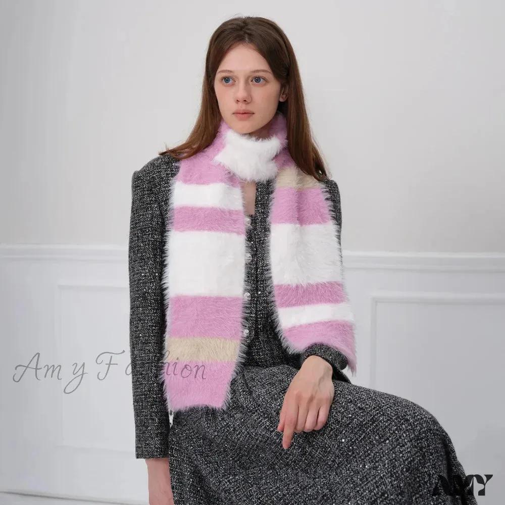 Korean Style Soft Warm Stripe Knitted Scarf for Autumn/Winter