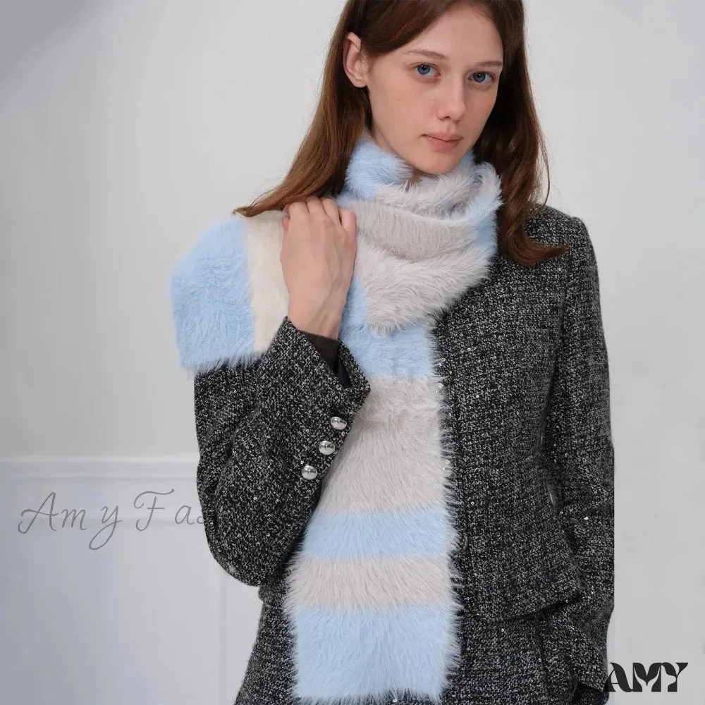 Korean Style Soft Warm Stripe Knitted Scarf for Autumn/Winter