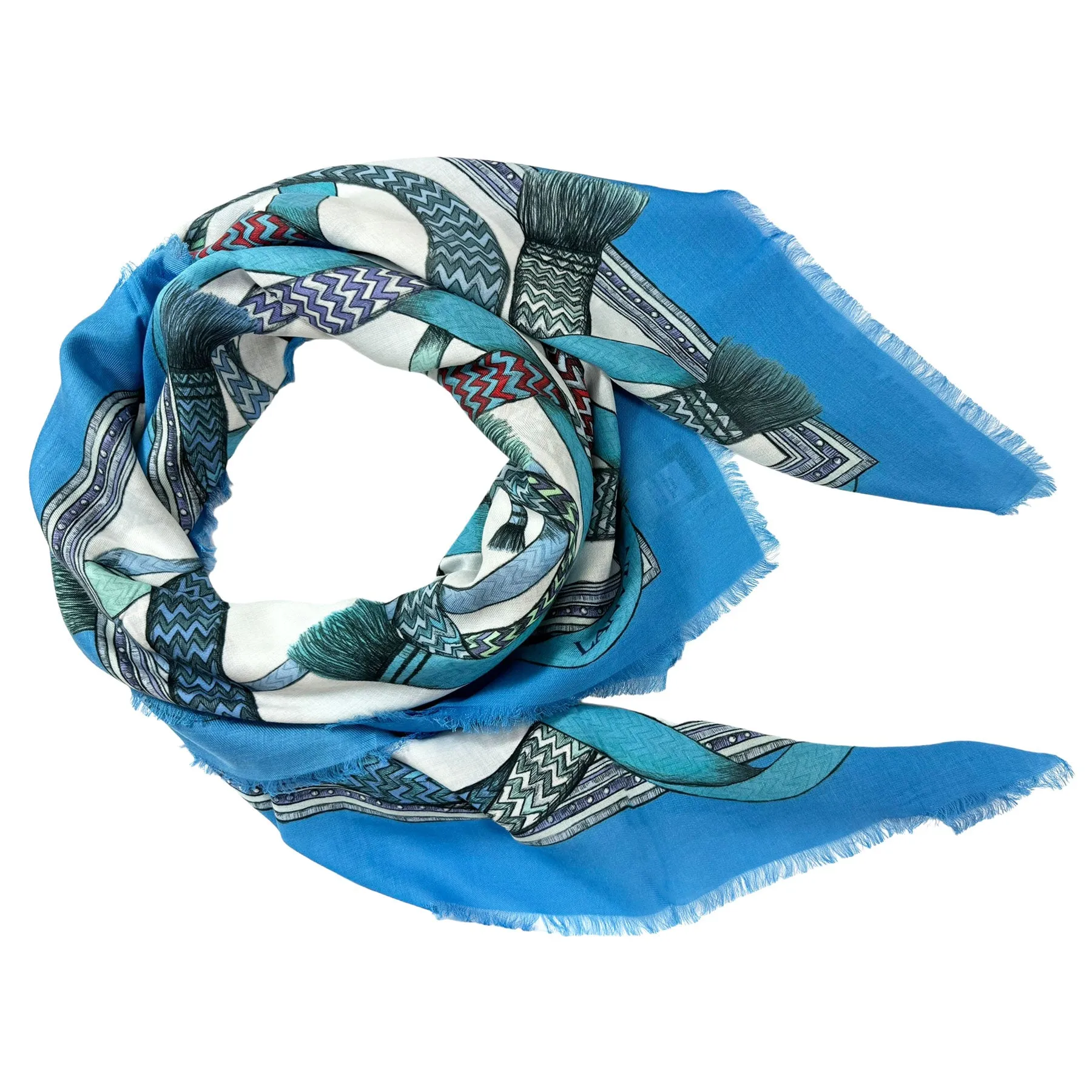 Lanvin Scarf Blue Design - Extra Large Modal Cashmere Wrap