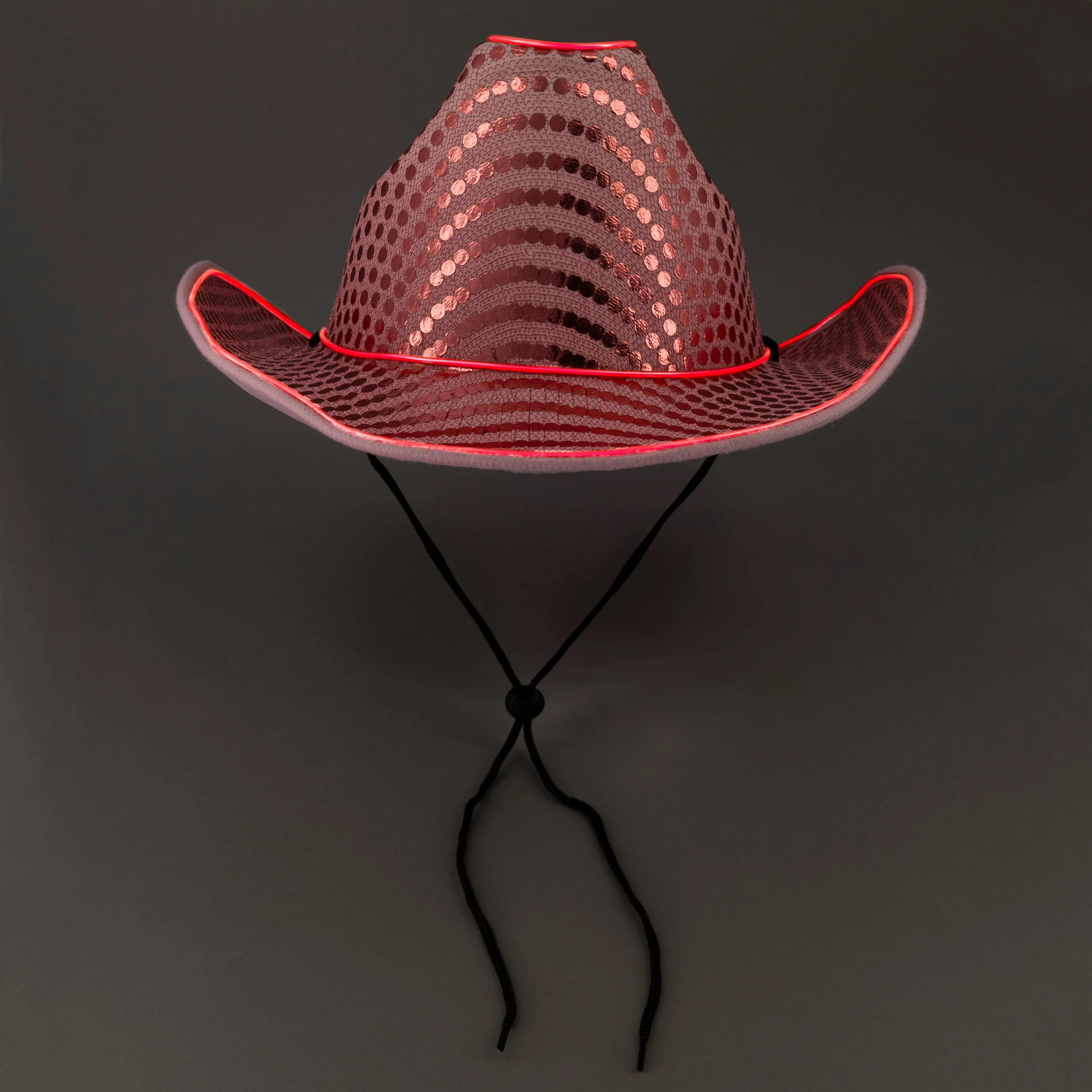 LED Flashing Pink EL Wire Sequin Cowboy Party Hat - Pack of 72 Hats