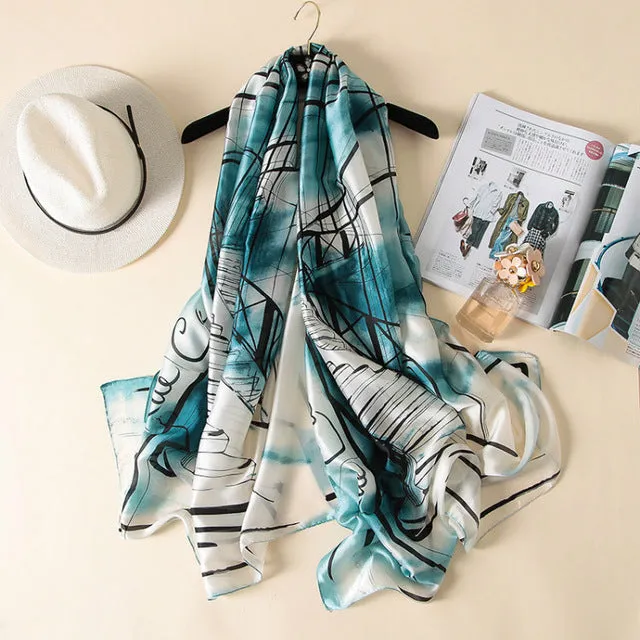 Luxury Brand Soft Silk Foulard Summer Women Scarf