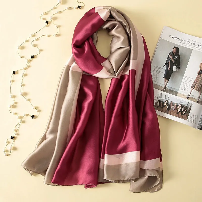 Luxury Brand Soft Silk Foulard Summer Women Scarf