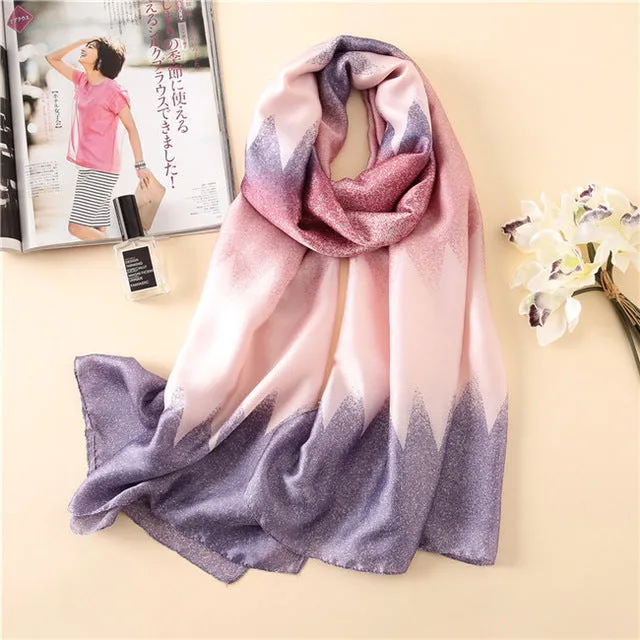 Luxury Brand Soft Silk Foulard Summer Women Scarf