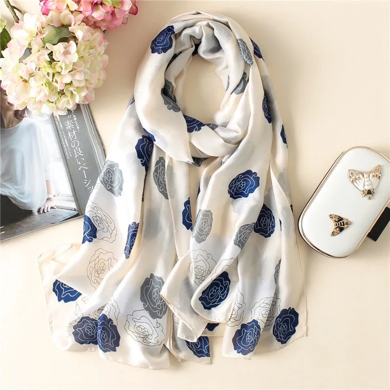 Luxury Brand Soft Silk Foulard Summer Women Scarf