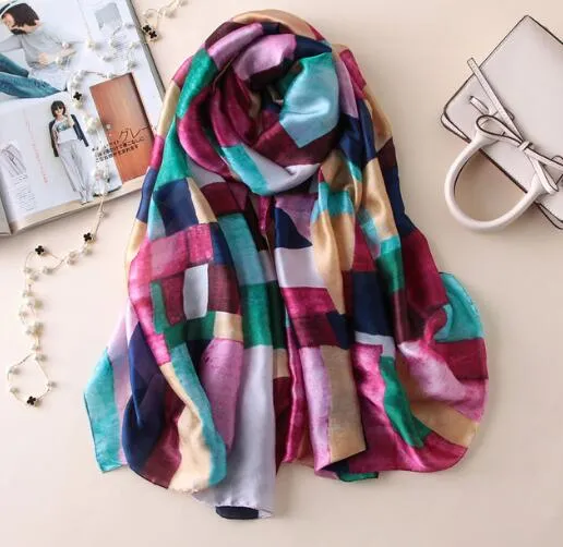 Luxury Brand Soft Silk Foulard Summer Women Scarf